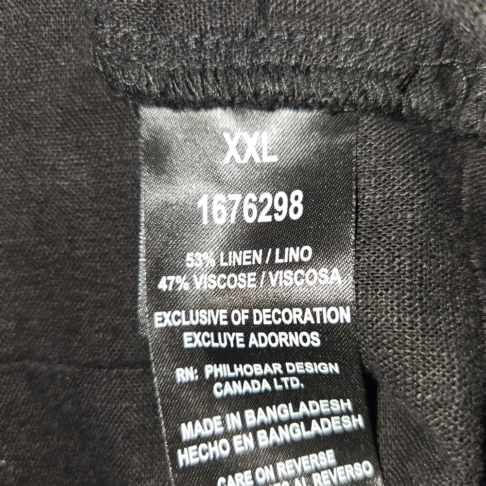 Original By Nicole Miller Linen Blend Short Dress In Black Vertical Pleating XXL - Picture 7 of 8
